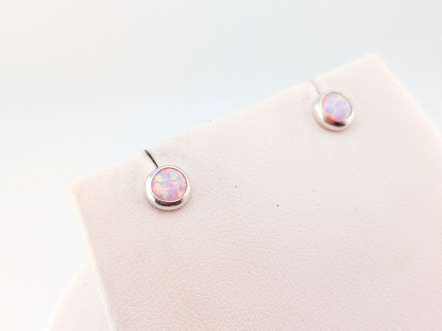 Lilac Pink Lab Opal Sterling Silver Studs