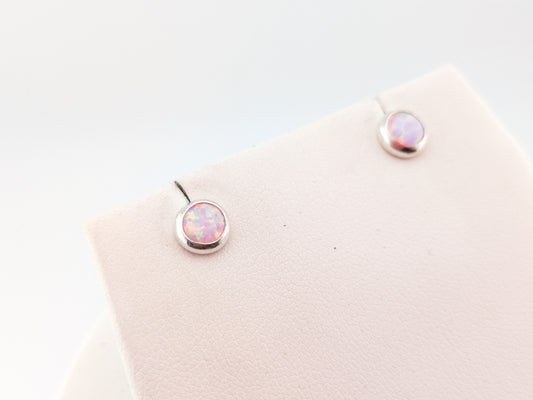 Lilac Pink Lab Opal Sterling Silver Studs