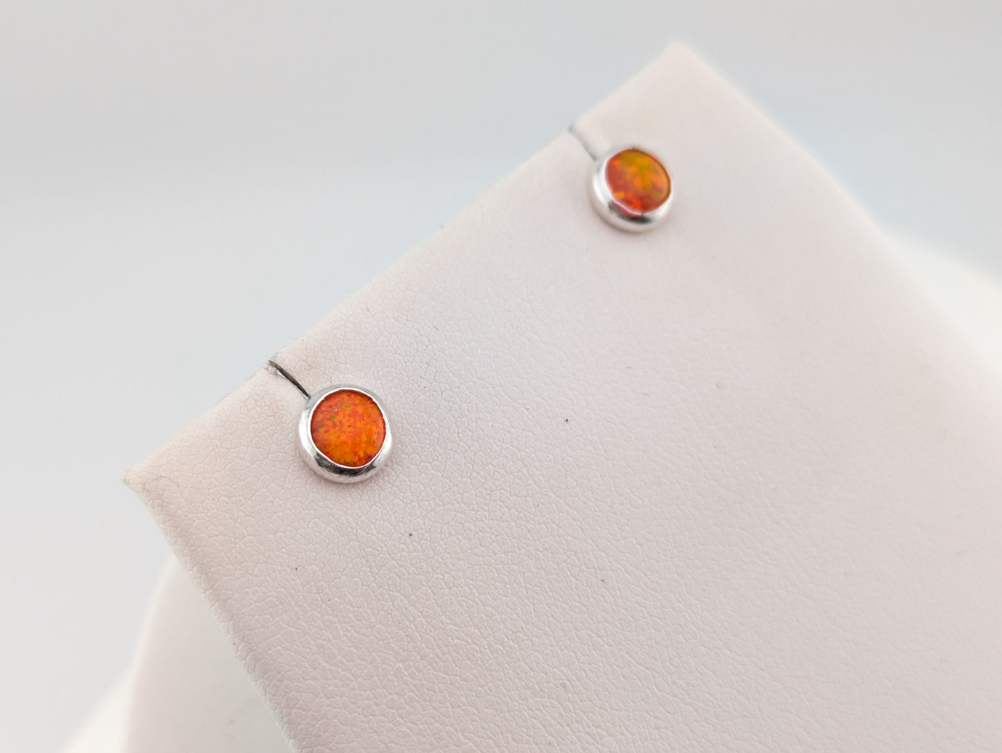 Sunset Flame Lab Opal Sterling Silver Studs