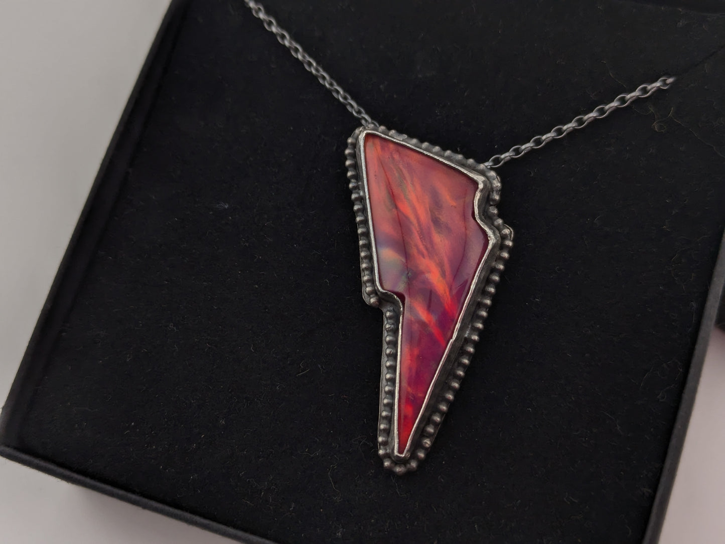 Red Aurora Opal Bolt Pendant