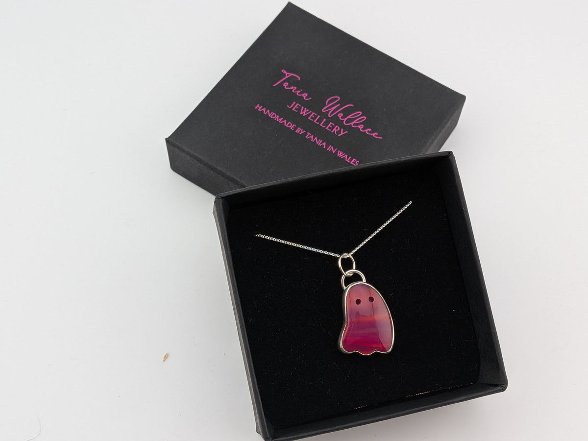 Iridescent Cherry Red Aurora Opal Ghost Pendant