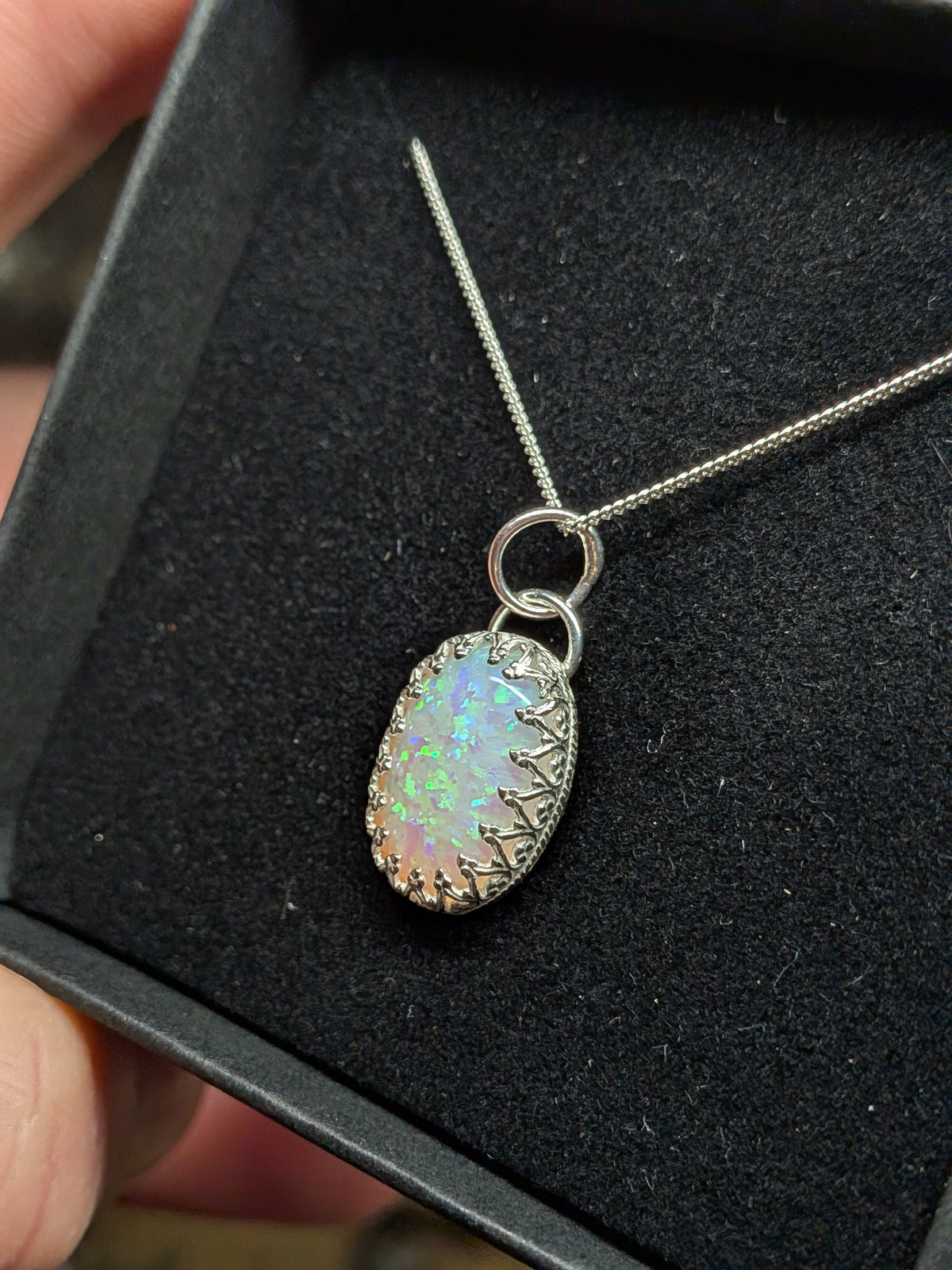 Oval Lab Created Opal Pendant