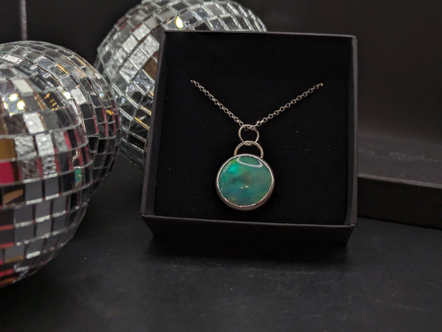 Sea Green Aurora Opal Necklace