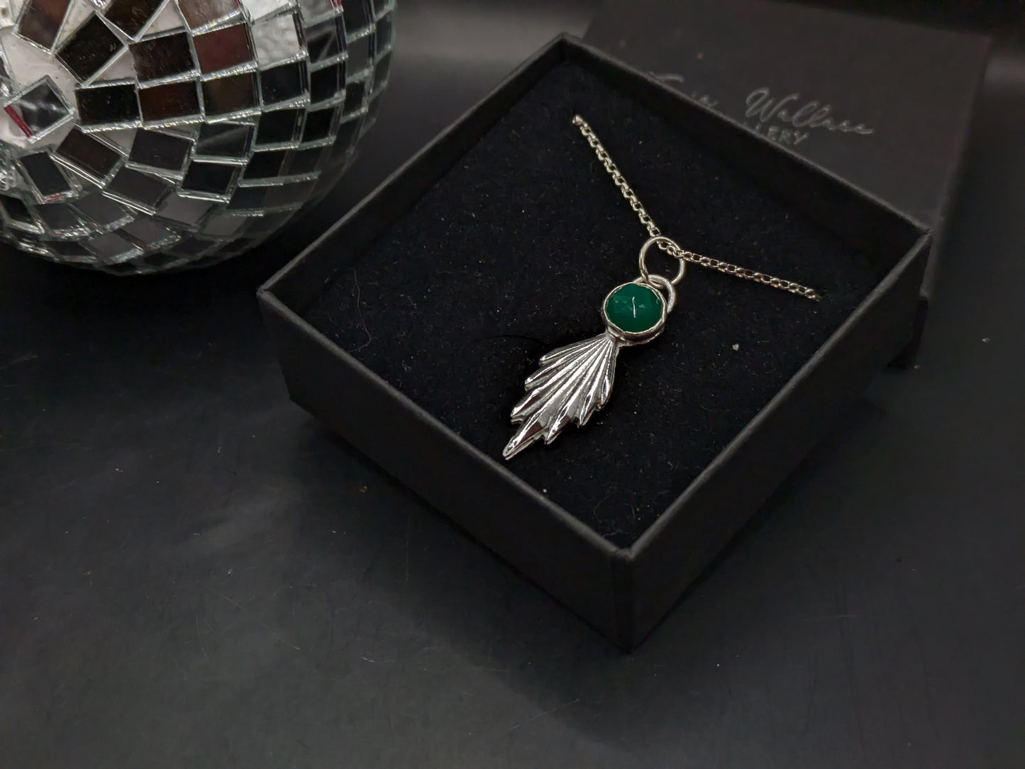 3D Fan and Green Agate Pendant