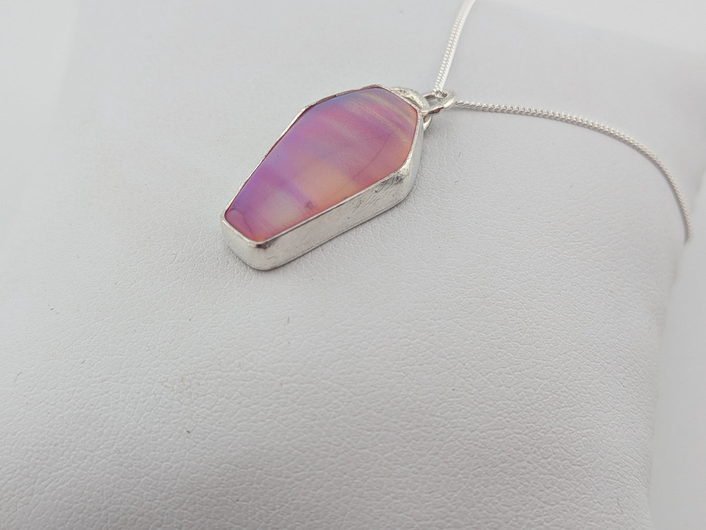 Pink Aurora Opal Coffin Pendant