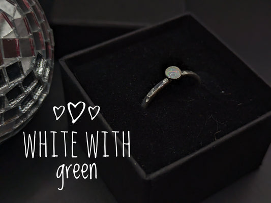 Sterling Silver Band With White & Green Opal