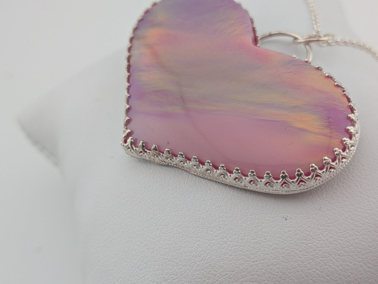 Very Large Aurora Opal Heart Pendant