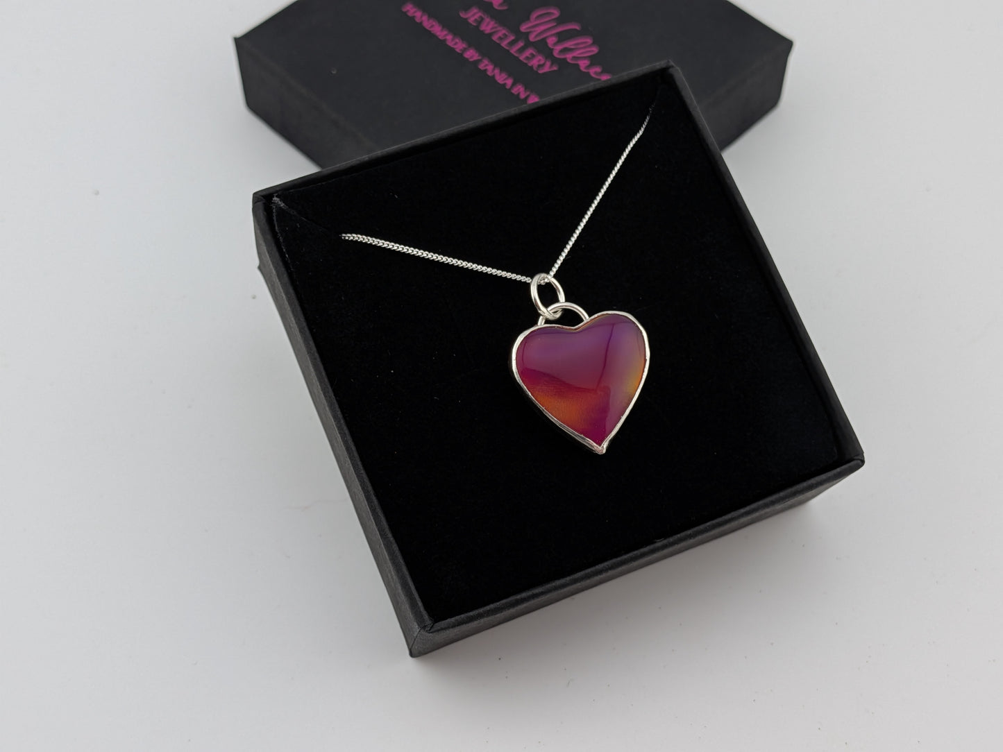 Cherry Red Aurora Opal Heart Pendant