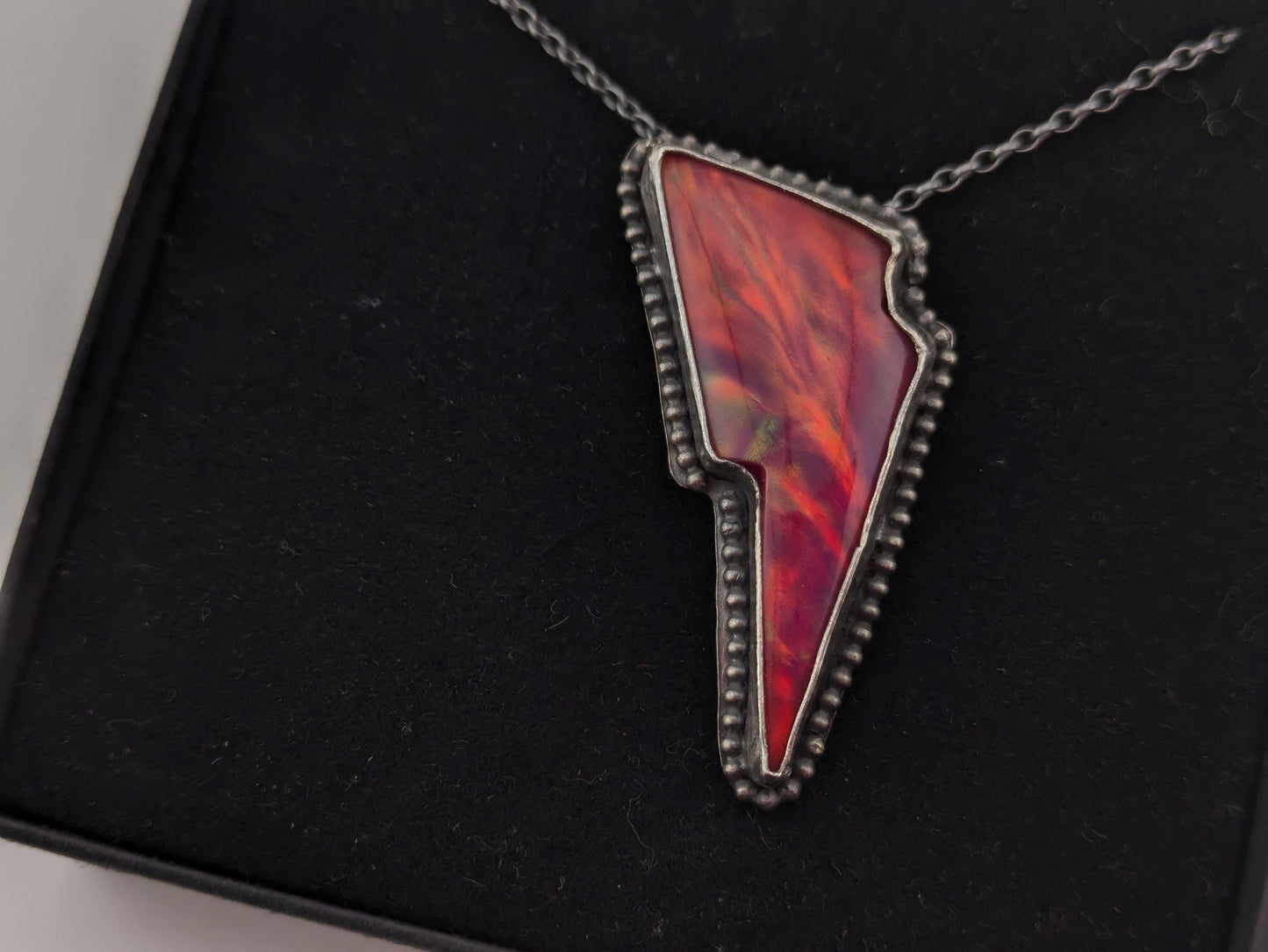 Red Aurora Opal Bolt Pendant