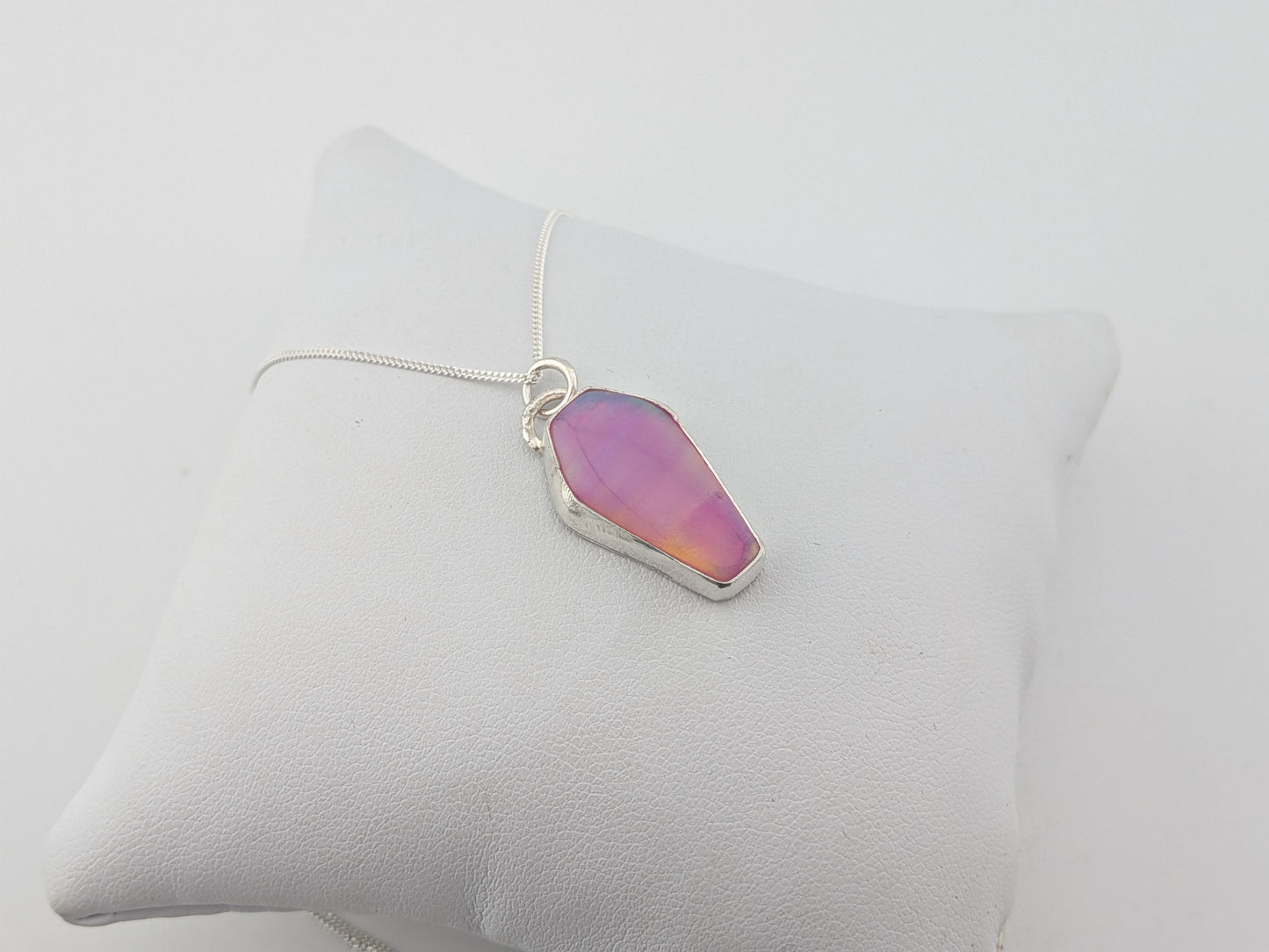 Pink Aurora Opal Coffin Pendant