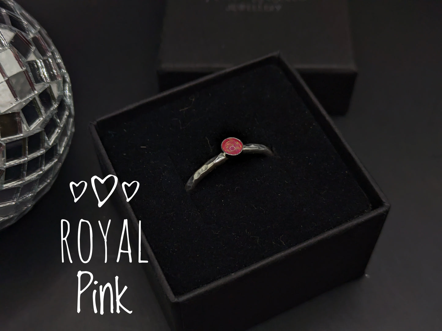 Sterling Silver Band With Royal Pink Opal