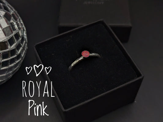 Sterling Silver Band With Royal Pink Opal