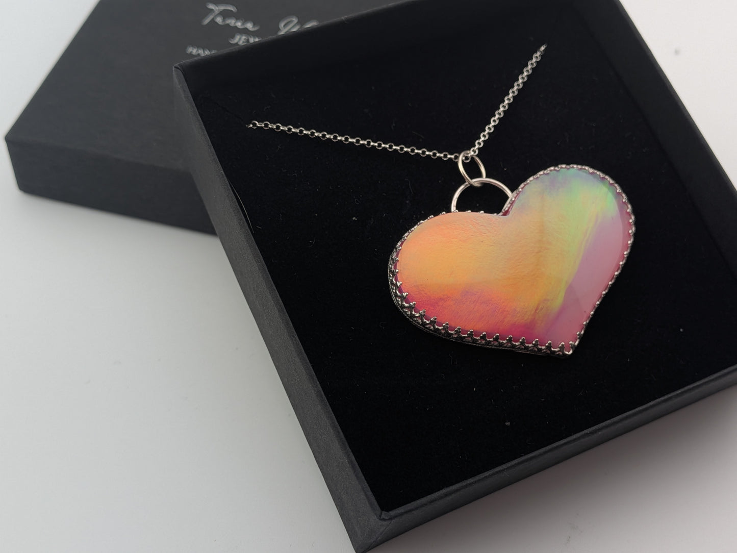 Very Large Aurora Opal Heart Pendant