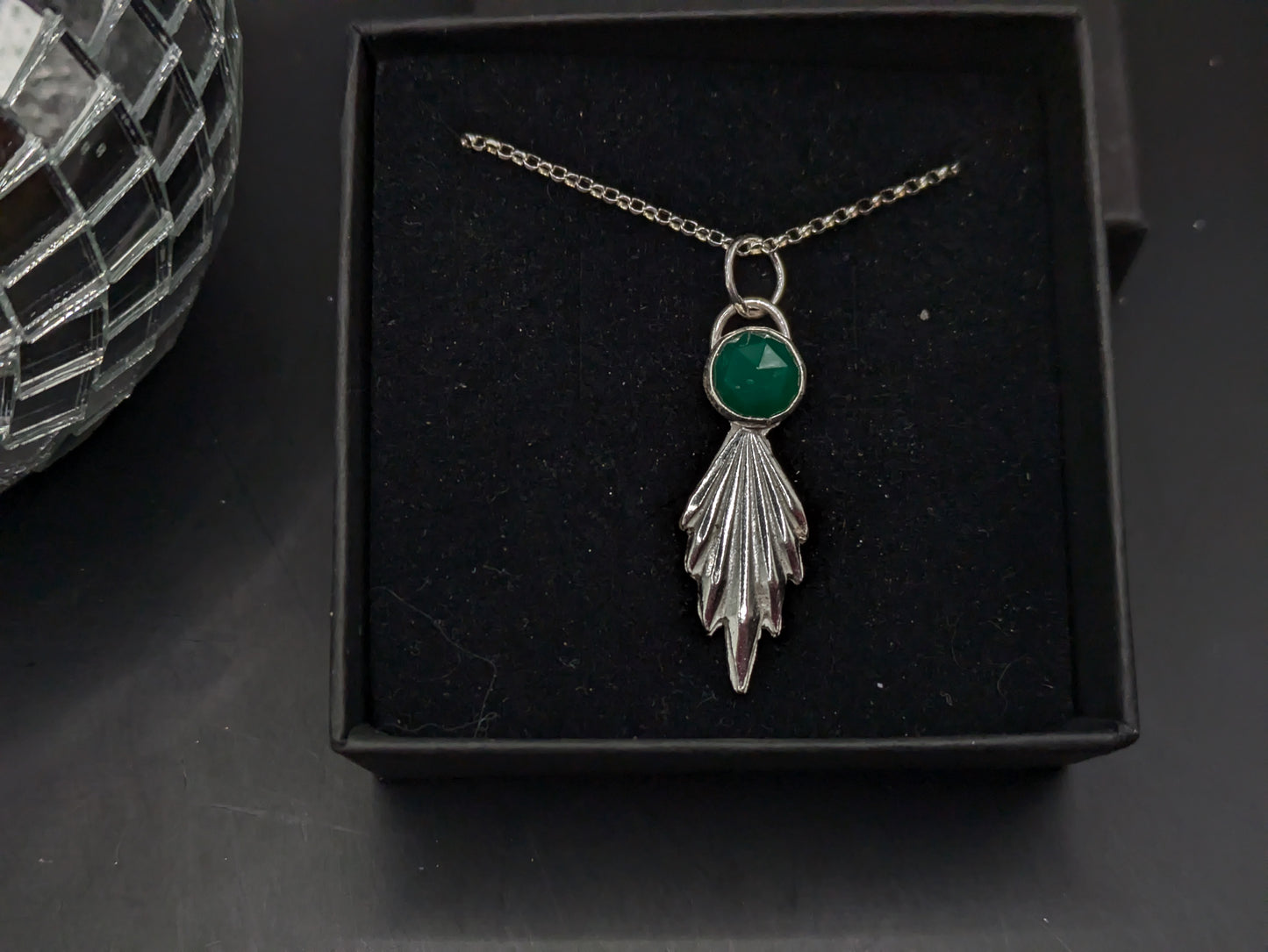 3D Fan and Green Agate Pendant