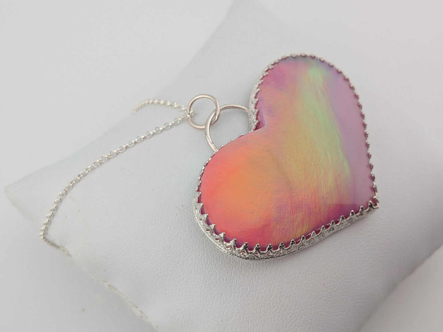 Very Large Aurora Opal Heart Pendant