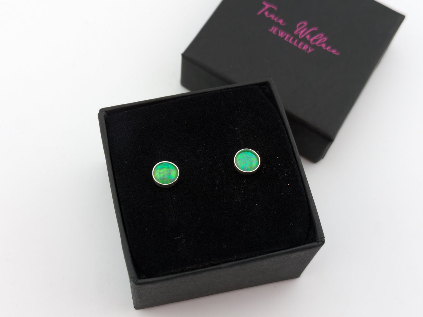 Green Lab Opal Sterling Silver Studs