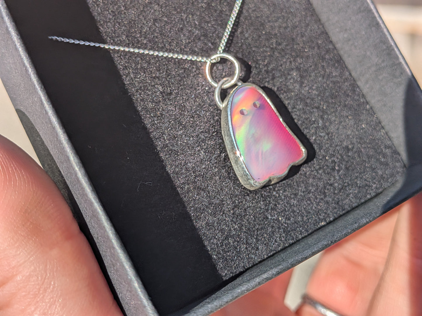 Baby Pink Aurora Opal Ghost Pendant