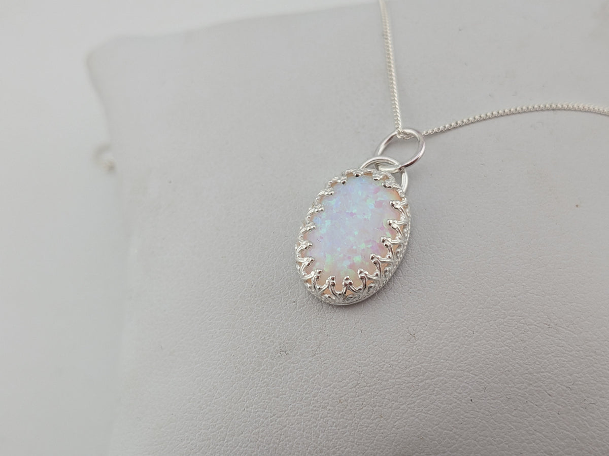 Oval Lab Created Opal Pendant