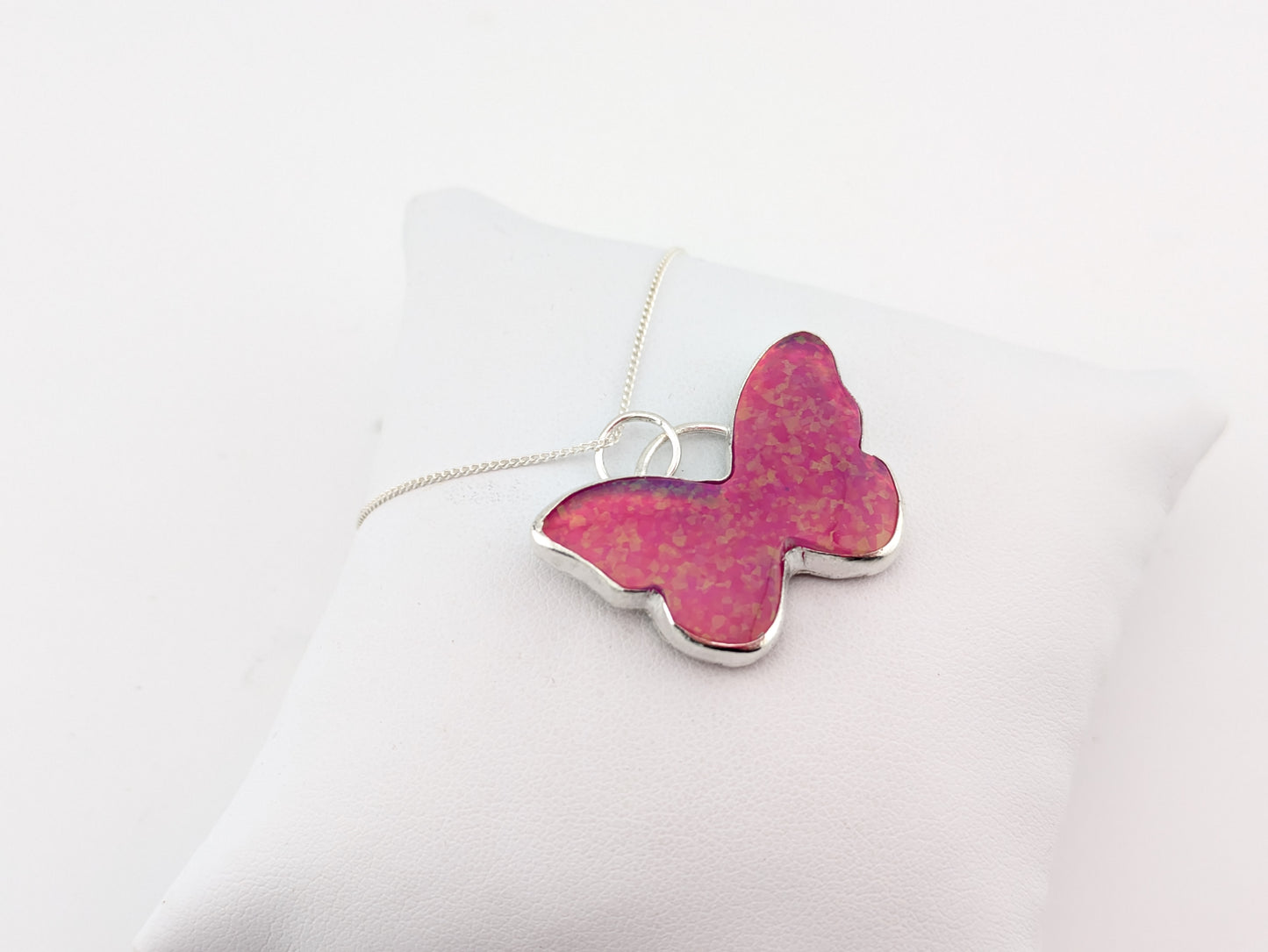 Pink Glitter Butterfly Pendant