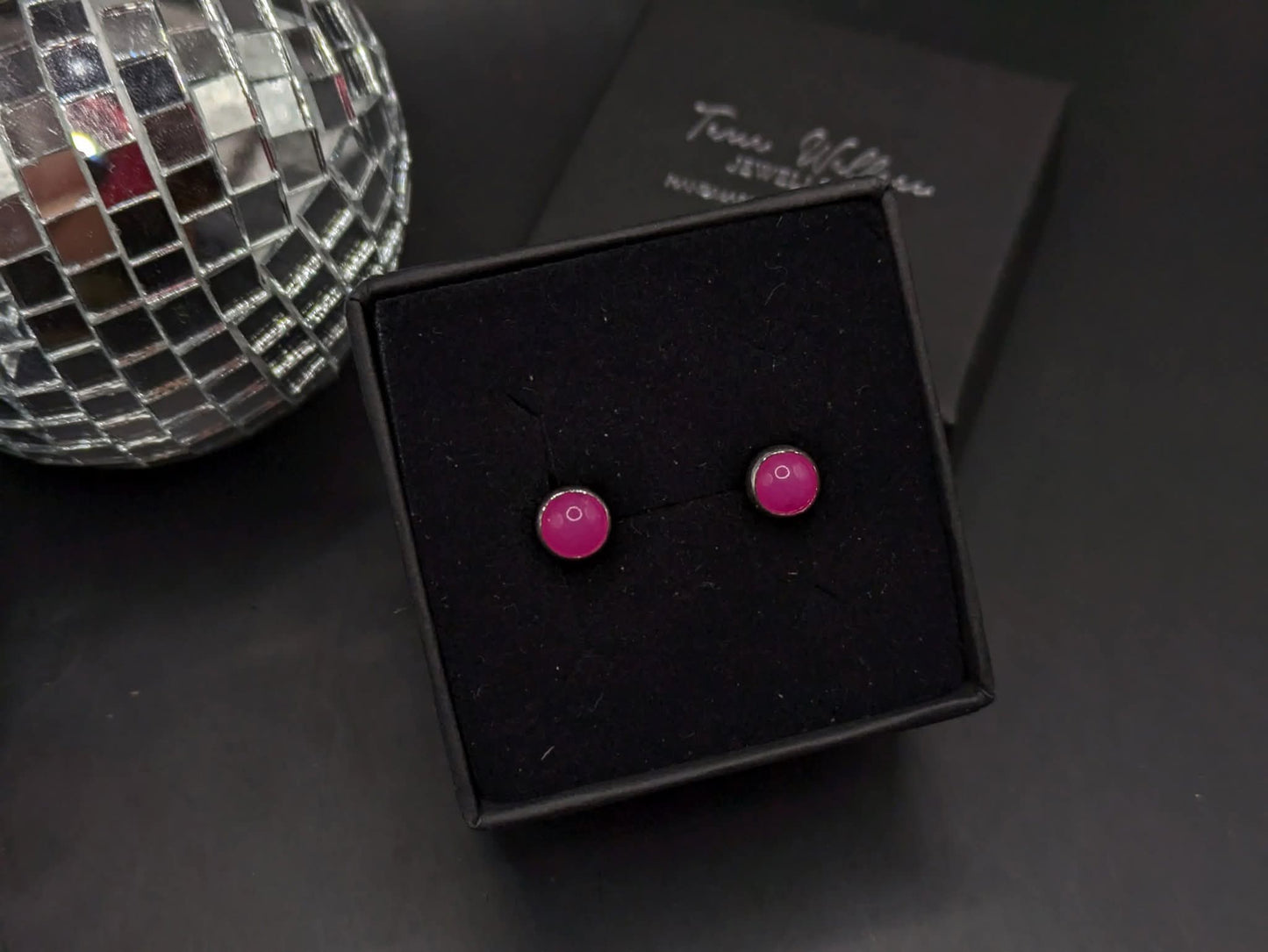 Hot Pink Jade Studs