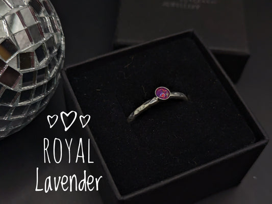 Sterling Silver Band With Royal Lavender Opal
