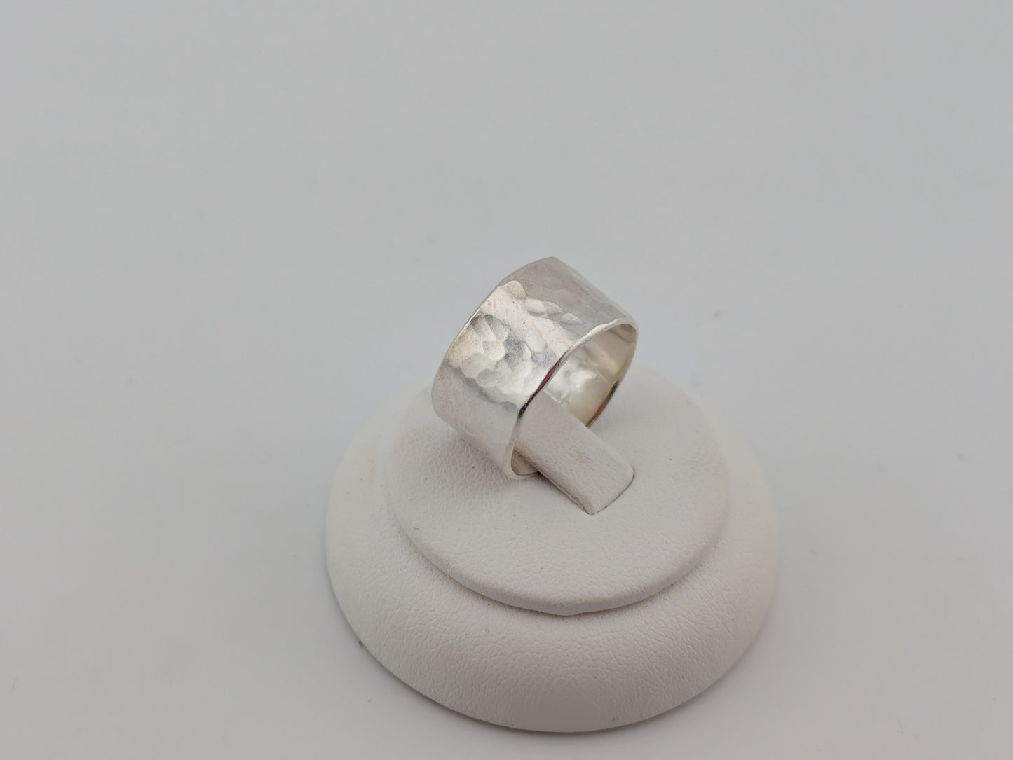 Wide Band Sterling Silver Hammered Ring