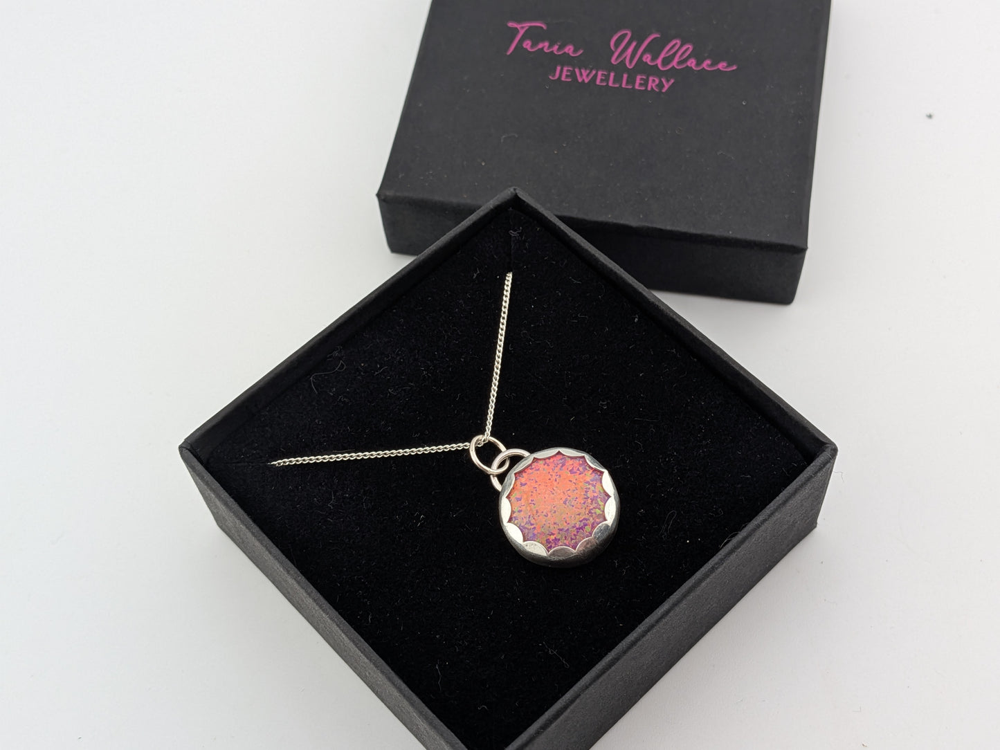 Pink Rainbow Glitter Opal Pendant