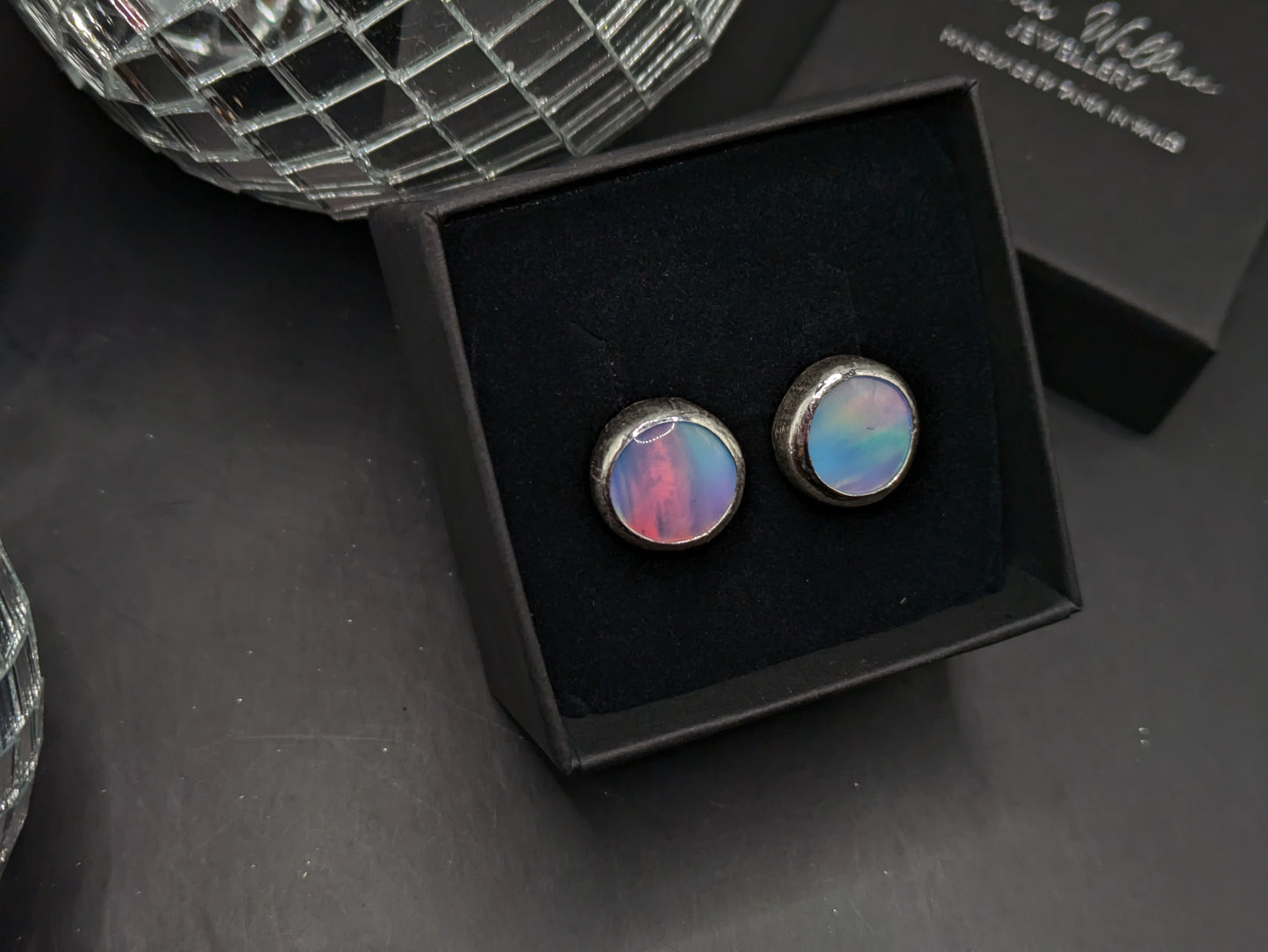 Baby Blue Aurora Opal Studs