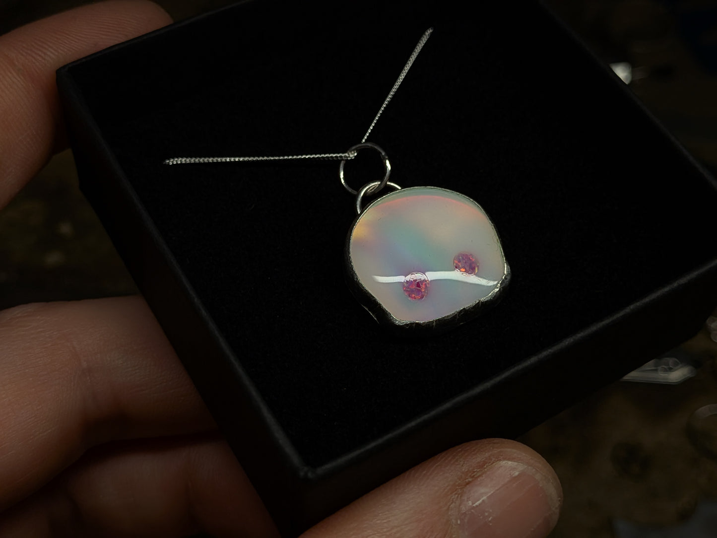 Aurora Opal Skull Pendant
