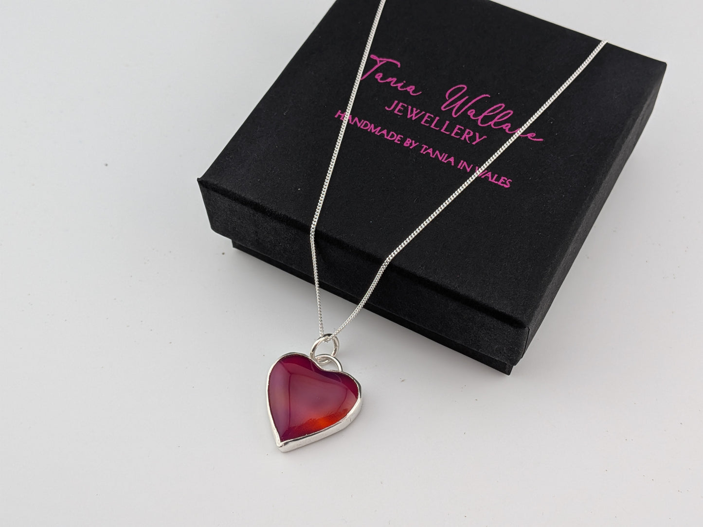 Cherry Red Aurora Opal Heart Pendant