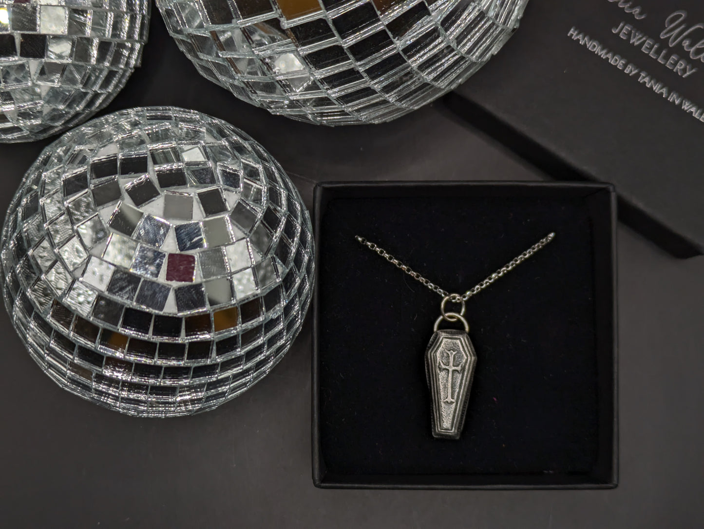 3D Oxidised Coffin Necklace