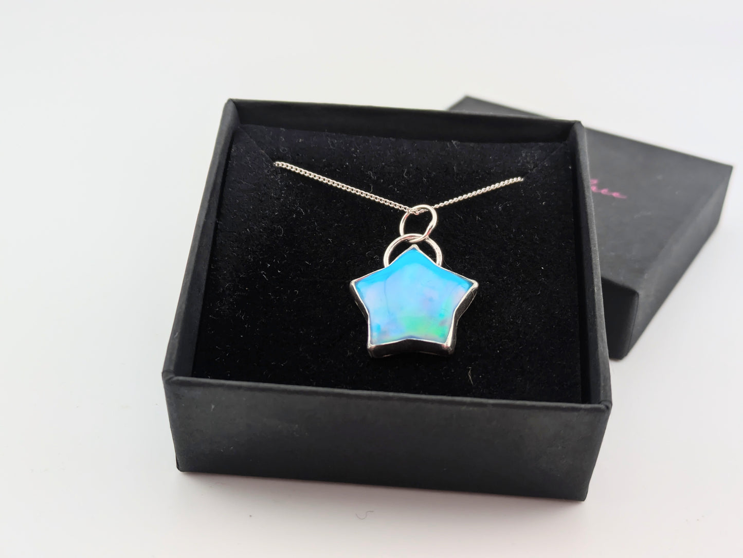 Blue/Green Aurora Opal Star Pendant