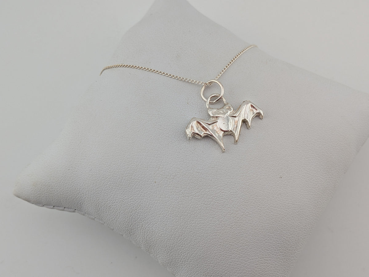 Sterling Silver Hand Pressed Bat Pendant