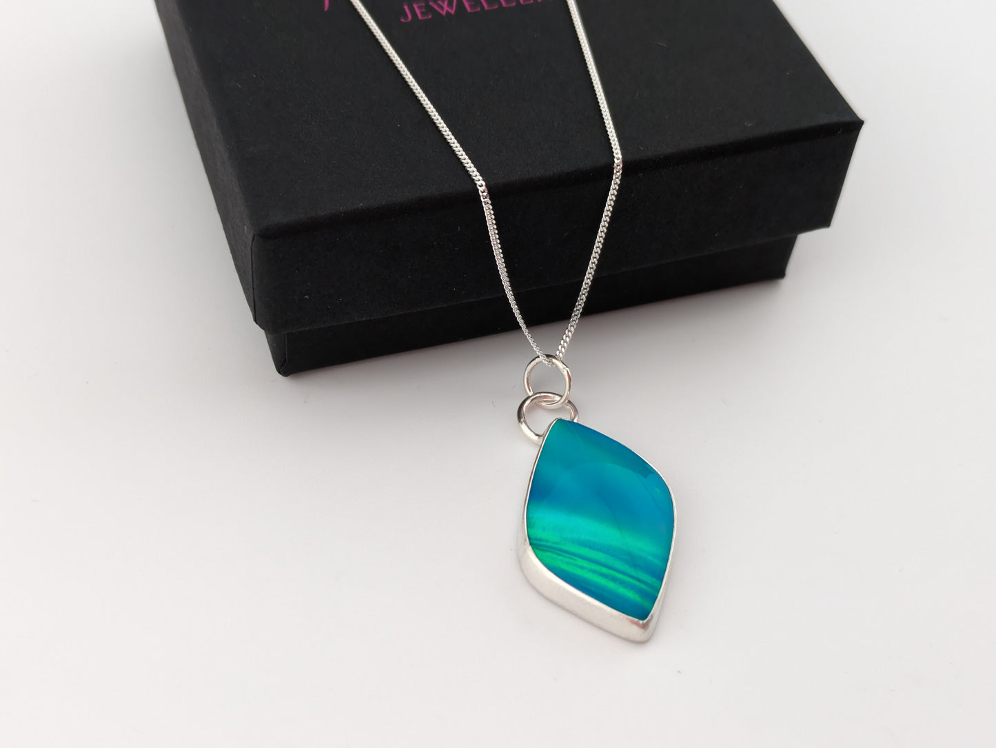 Blue Green Aurora Opal Pendant