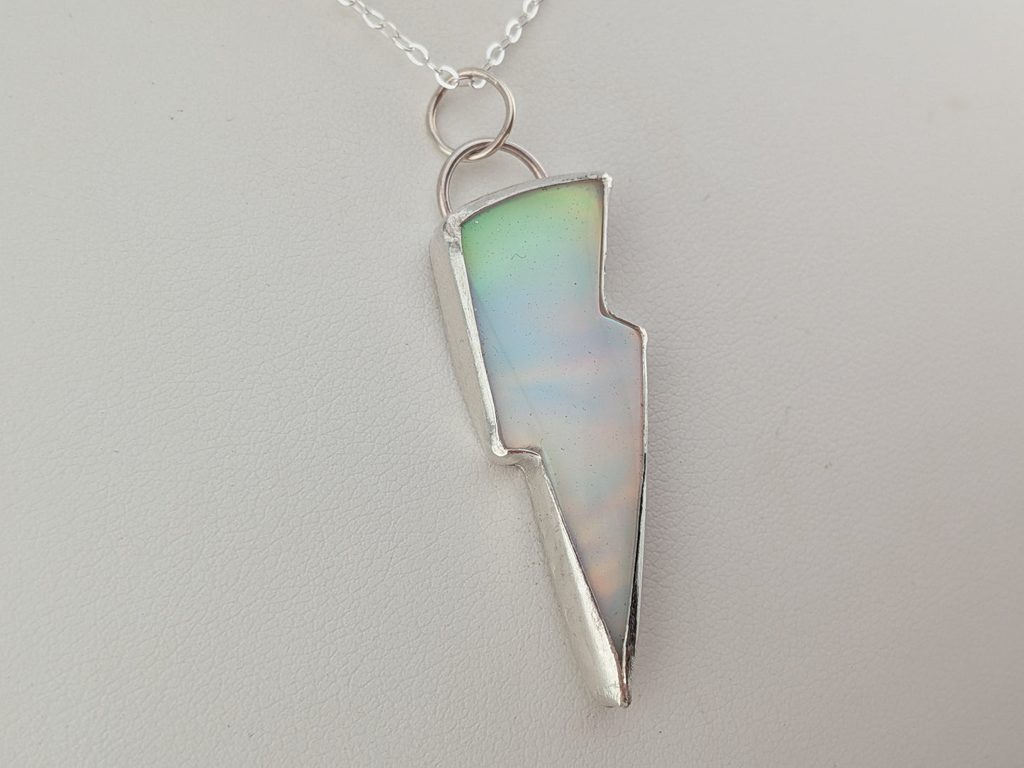 White Iridescent Bolt Pendant