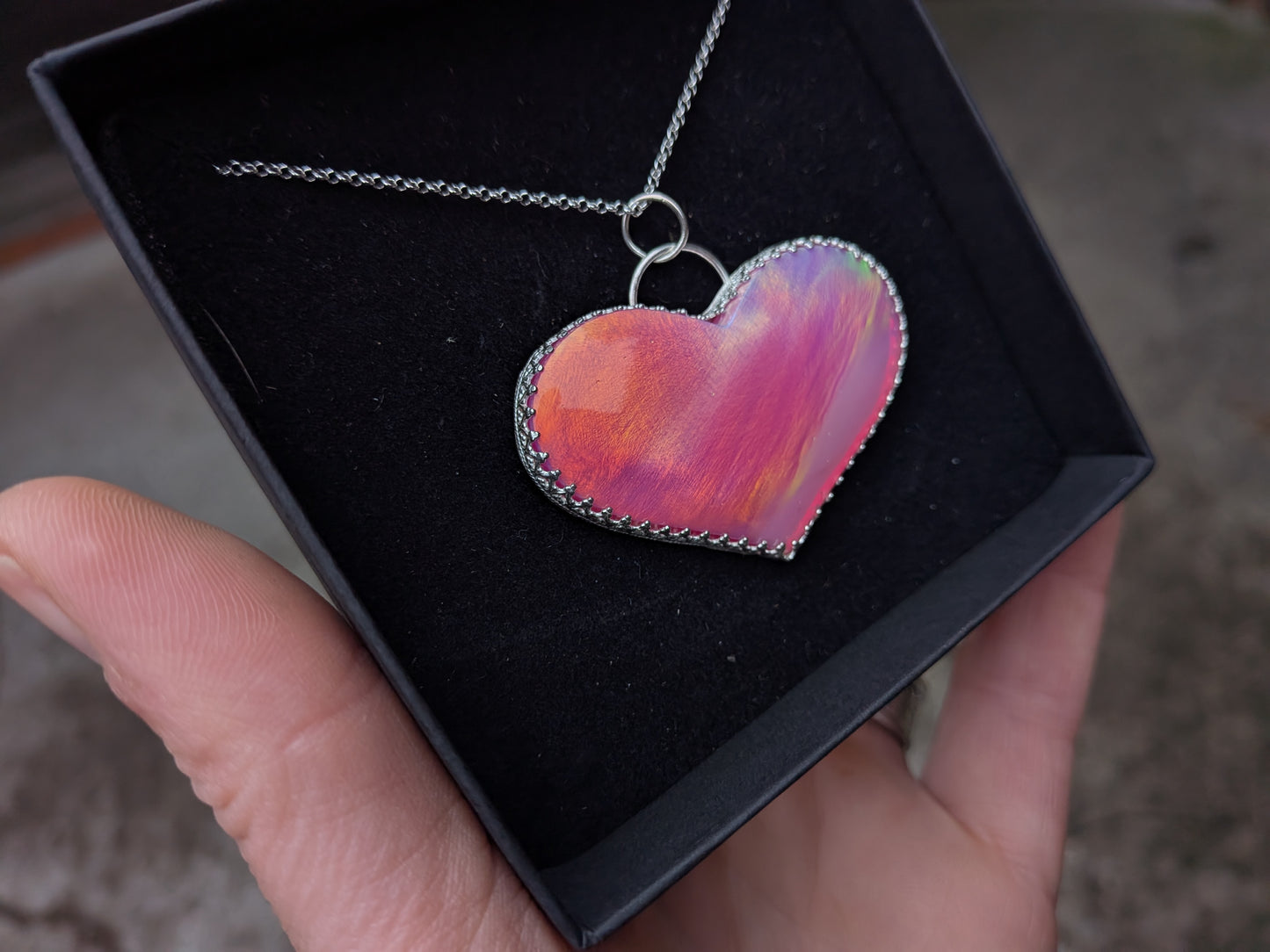 Very Large Aurora Opal Heart Pendant