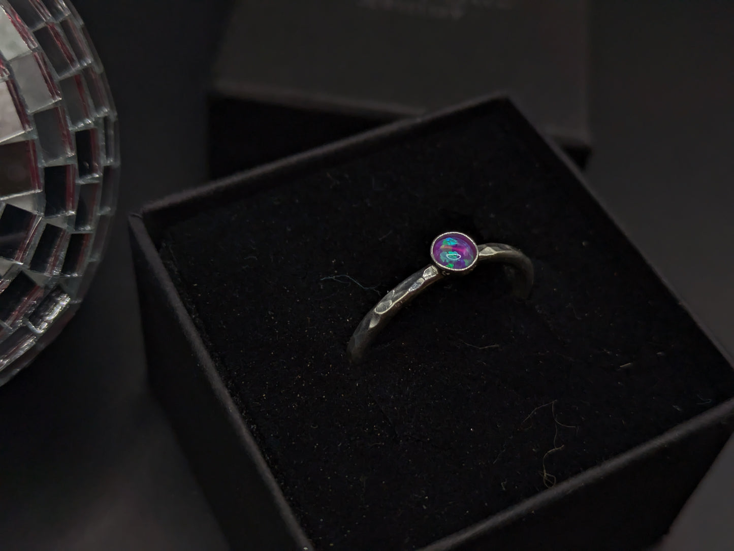 Sterling Silver Band With Violet Opal