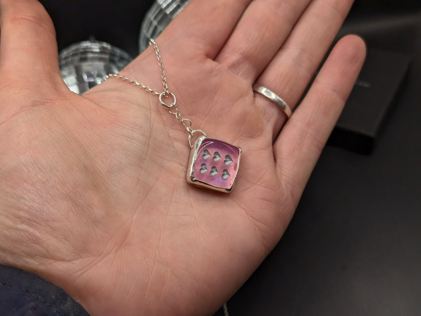 Pink Dice Necklace