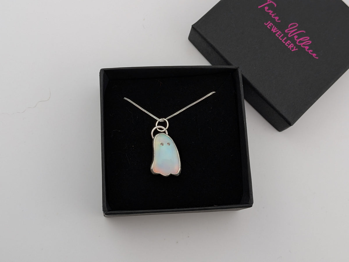 Iridescent Aurora Opal Ghost Pendant