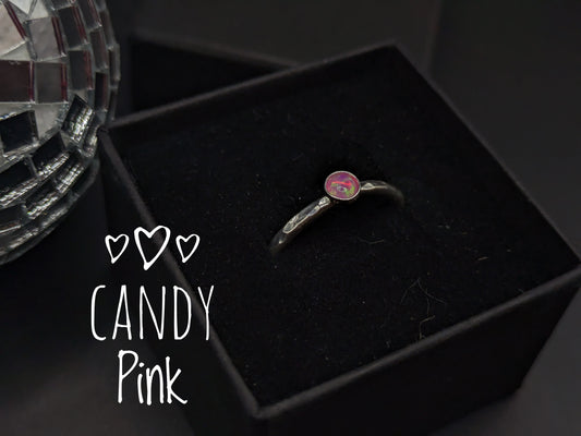 Sterling Silver Band With Candy Pink Opal