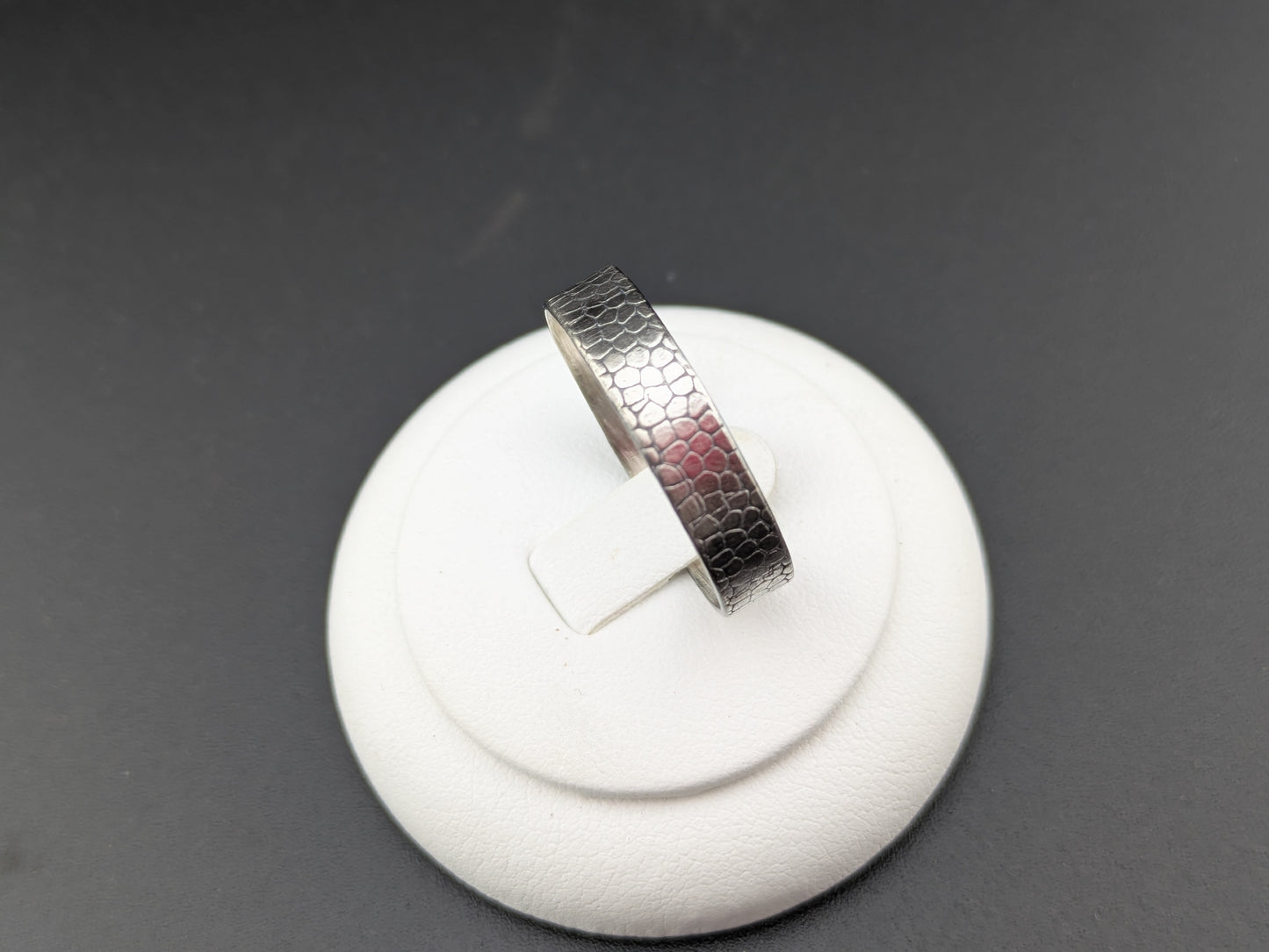 Crocodile Skin Sterling Silver Ring