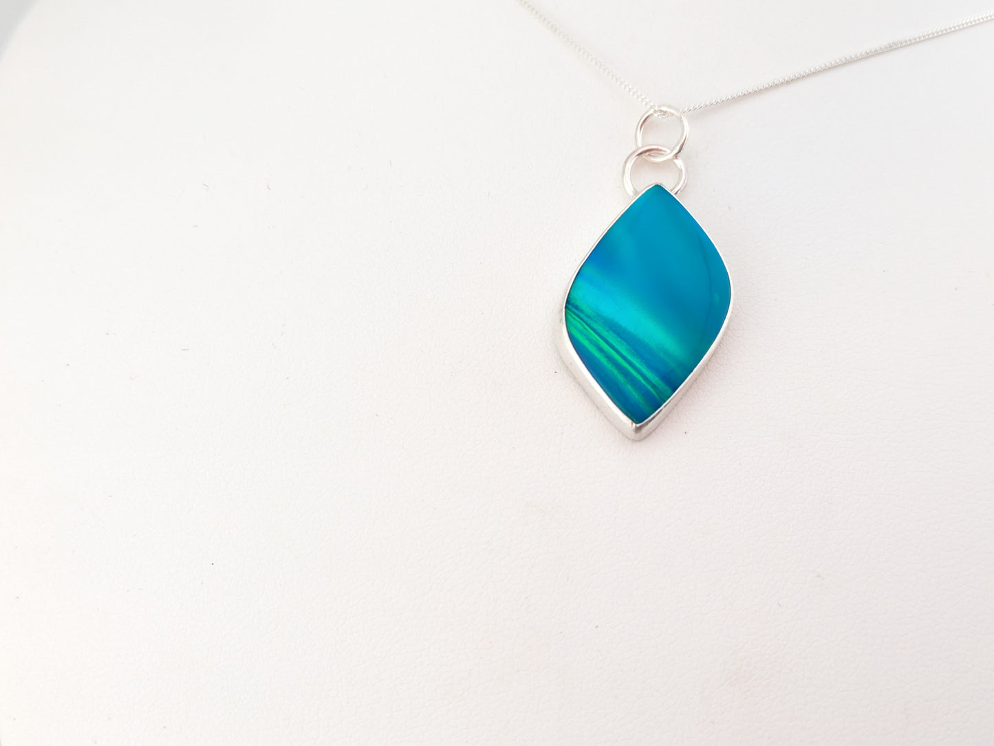 Blue Green Aurora Opal Pendant