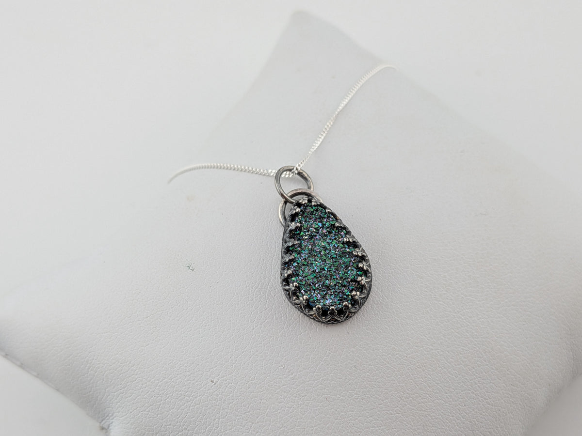 Blue/Black Druzy Quartz Pendant