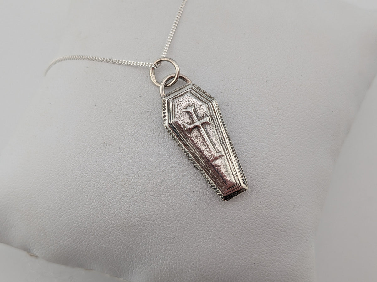 3D Oxidised Coffin Necklace