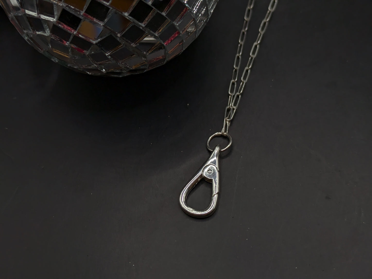 Solid Silver Carabiner Long Chain