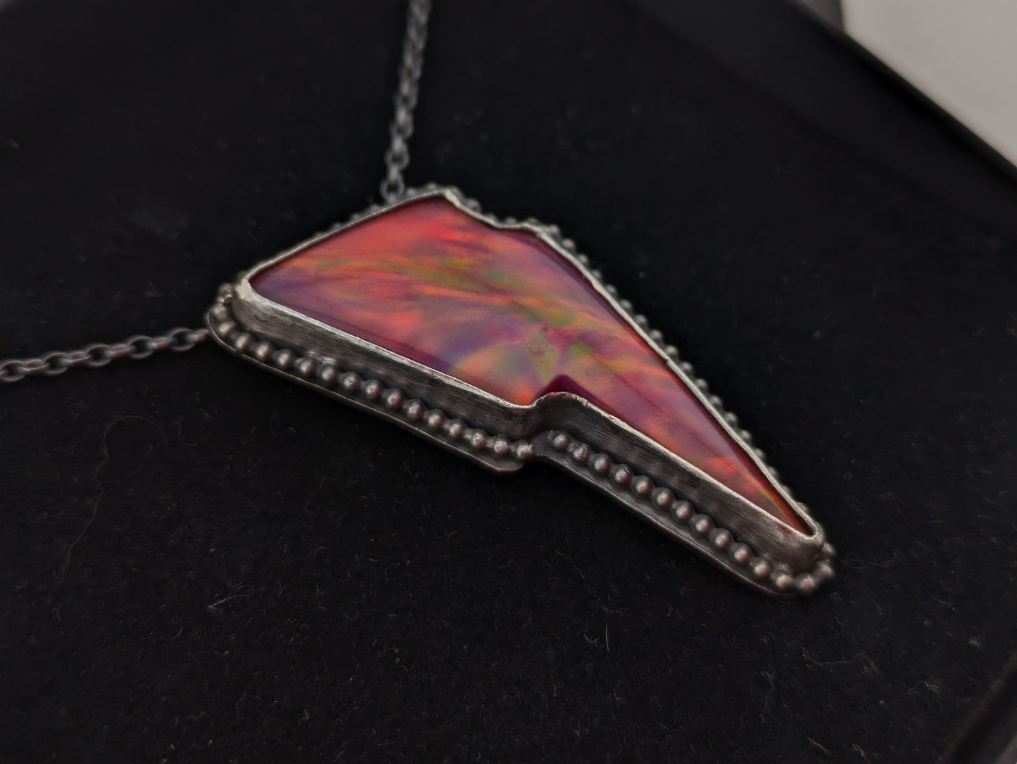 Red Aurora Opal Bolt Pendant