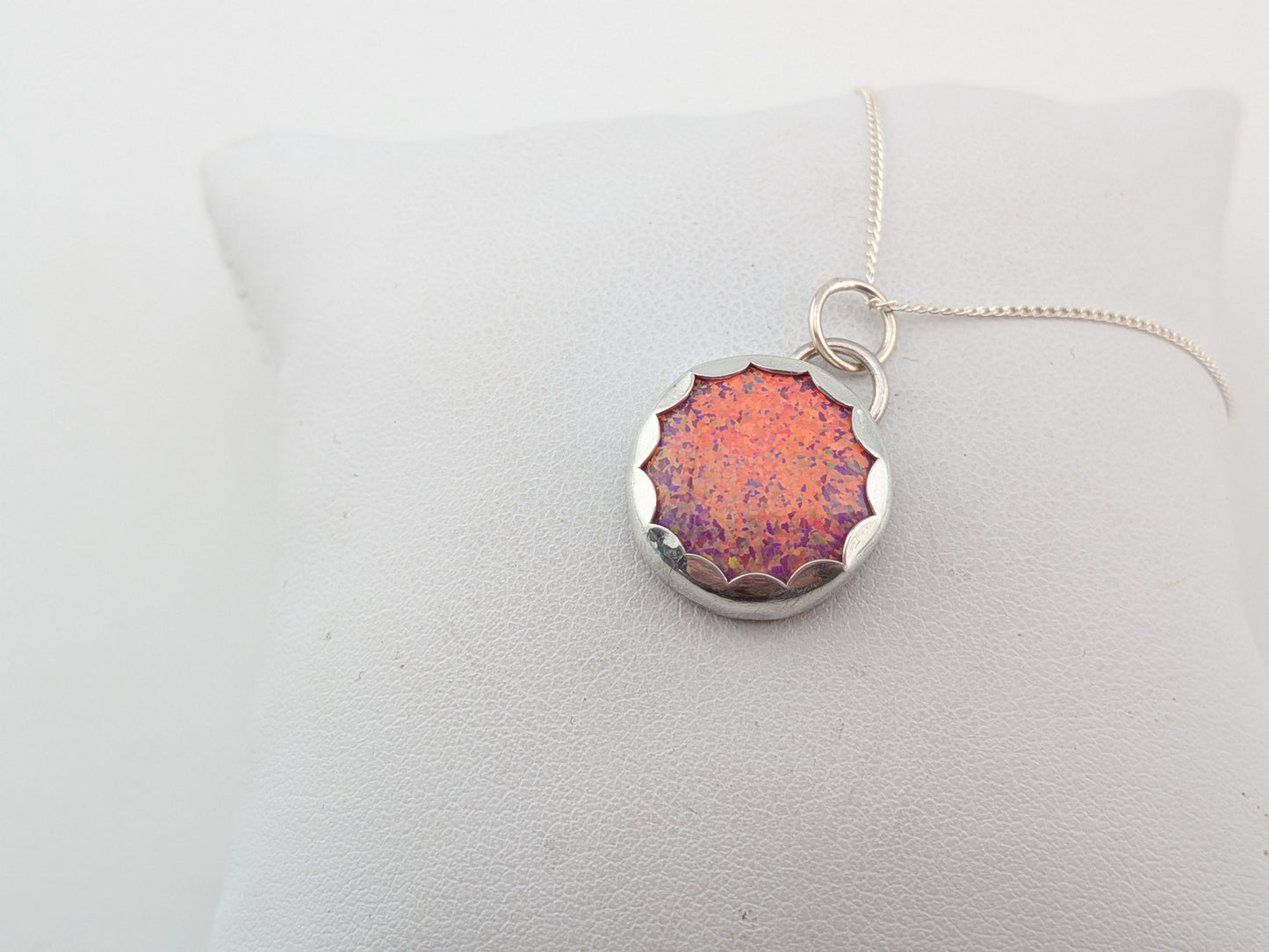 Pink Rainbow Glitter Opal Pendant