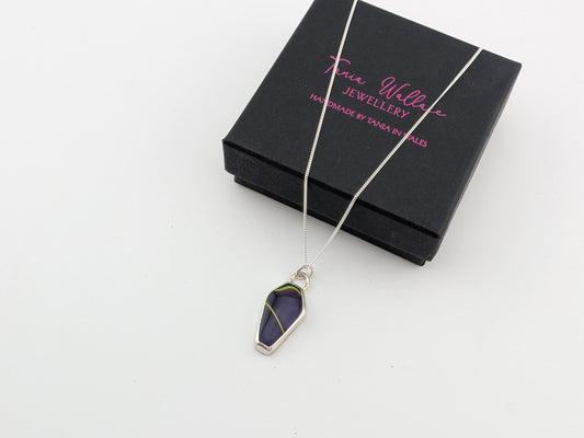 Purple and Green Acrylic Coffin Pendant
