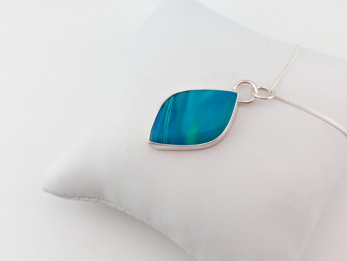 Blue Green Aurora Opal Pendant