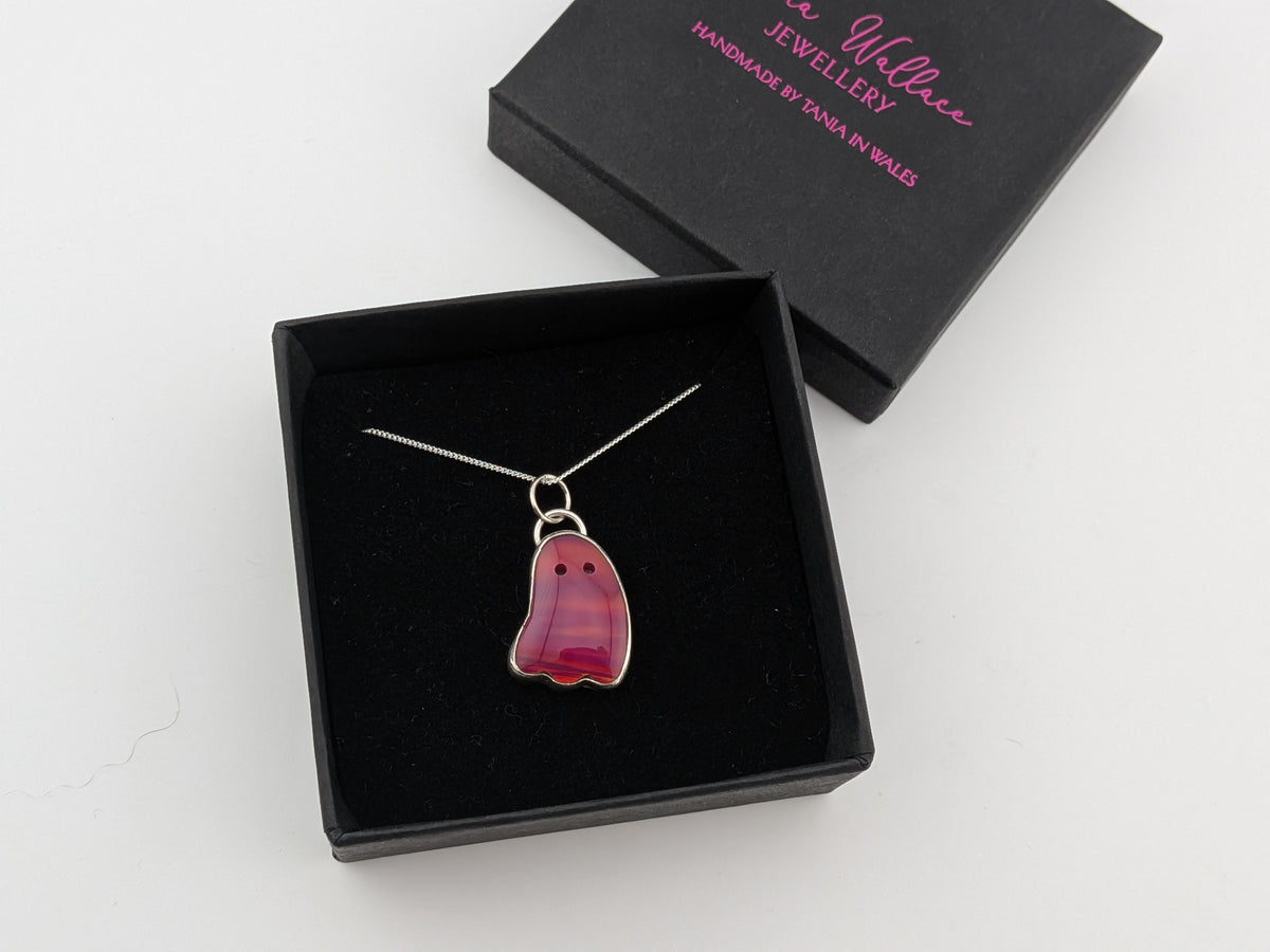 Iridescent Cherry Red Aurora Opal Ghost Pendant